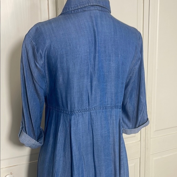 Chelsea & Theadore Women’s Blue Denim Shirt Dress Knee-Length Chambray Sz S - Picture 9 of 11